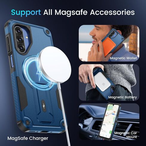 حافظة Caka لهاتف Samsung Galaxy A17 /A26 5G [متوافقة مع MagSafe] [مسند غير مرئي] [واقي شاشة HD]، غطاء هاتف مغناطيسي واقٍ لهاتف Galaxy A17 4G /5G & A26 5G 2025 - أزرق in Kuwait
