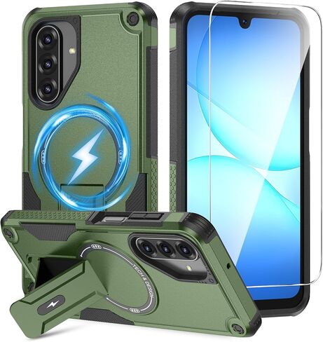 حافظة Caka لهاتف Samsung Galaxy A17 /A26 5G [متوافقة مع MagSafe] [مسند غير مرئي] [واقي شاشة HD]، غطاء هاتف مغناطيسي واقٍ لهاتف Galaxy A17 4G /5G & A26 5G 2025 - أزرق in Kuwait
