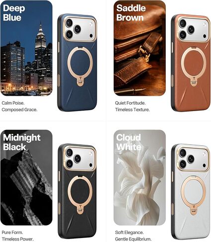 حافظة TORRAS Q3 VegSkin لهاتف iPhone 17 Pro Max مصنوعة من الجلد، حامل مغناطيسي يدور 360 درجة، مناسب لـ MagSafe، التحكم في الكاميرا، حافظة هاتف من الجلد السيليكون العضوي الممتاز المقاوم للصدمات لهاتف iPhone 17 Pro Max، أزرق غامق in Kuwait