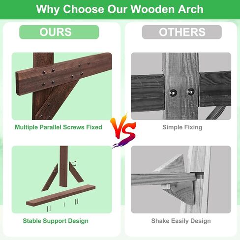 7.48FT خشبية الزفاف قوس الإطار خلفية حامل، مربع الخشب قوس حامل أقواس الزفاف لحفل الزفاف أربور in Kuwait