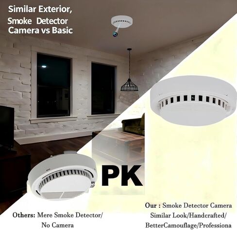 كاشف دخان الكاميرا الخفية LIZVIE، تصميم يدوي DIY، 5000 مللي أمبير في الساعة مثبت على السقف 1080 بكسل عالي الدقة للرؤية الليلية وكشف الحركة عن بعد للتحكم عن بعد للمنزل/المكتب وأمن المراقبة الداخلية in Kuwait