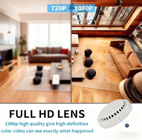 كاشف دخان الكاميرا الخفية LIZVIE، تصميم يدوي DIY، 5000 مللي أمبير في الساعة مثبت على السقف 1080 بكسل عالي الدقة للرؤية الليلية وكشف الحركة عن بعد للتحكم عن بعد للمنزل/المكتب وأمن المراقبة الداخلية in Kuwait