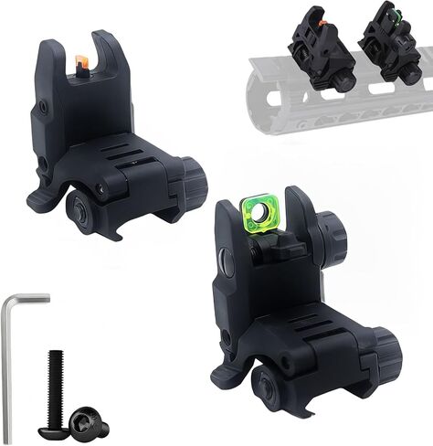 Fiber Optic Sights, Flip Up Sights with Red & Green Fiber Optics Dots, Tool-Free Adjustable Front and Rear Backup Sights for Rapid Transition Flip Up Iron Sights in Saudi Arabia