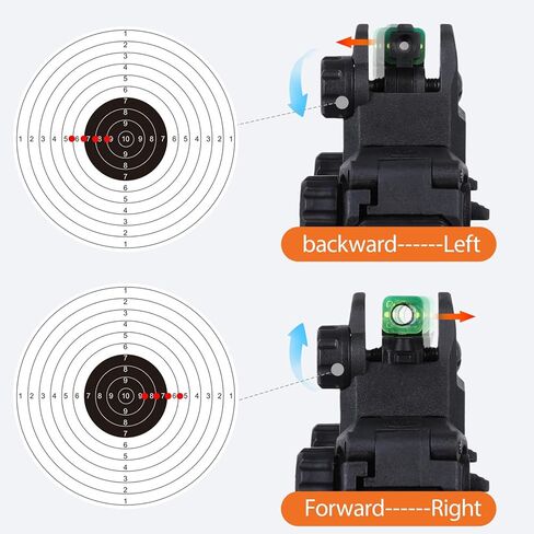 Fiber Optic Sights, Flip Up Sights with Red & Green Fiber Optics Dots, Tool-Free Adjustable Front and Rear Backup Sights for Rapid Transition Flip Up Iron Sights in Saudi Arabia