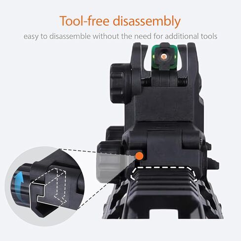 Fiber Optic Sights, Flip Up Sights with Red & Green Fiber Optics Dots, Tool-Free Adjustable Front and Rear Backup Sights for Rapid Transition Flip Up Iron Sights in Saudi Arabia