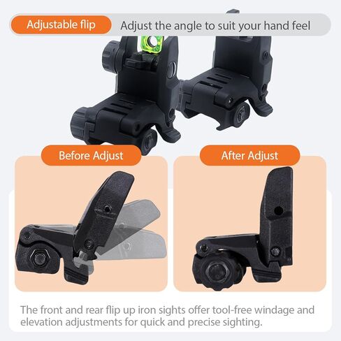Fiber Optic Sights, Flip Up Sights with Red & Green Fiber Optics Dots, Tool-Free Adjustable Front and Rear Backup Sights for Rapid Transition Flip Up Iron Sights in Saudi Arabia