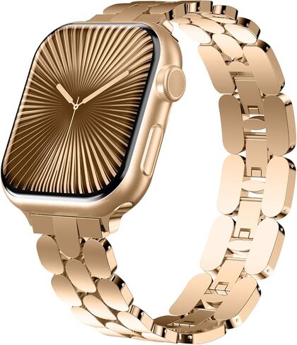سوار أنيق من الفولاذ المقاوم للصدأ لساعة Apple للنساء Series10/9/8/7/6/5/4/3/2/1/SE/Ultra متوافق مع 41 مم 40 مم 38 مم 42 مم 46 مم 49 مم 45 مم 44 مم، حزام معدني مصمم قابل للتعديل لساعة iWatch in Kuwait