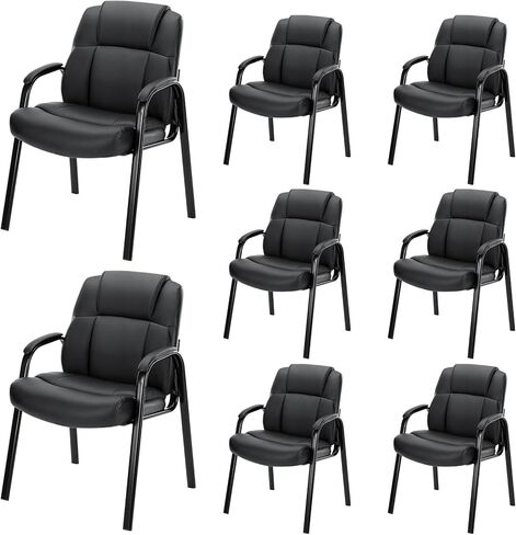 NEWBULIG Waiting Room Chair Set of 2, Leather Stationary Office Guest Reception Chairs No Wheel,Comfy Padded Arms,for Conference Room Lobby Side breakroom in Kuwait