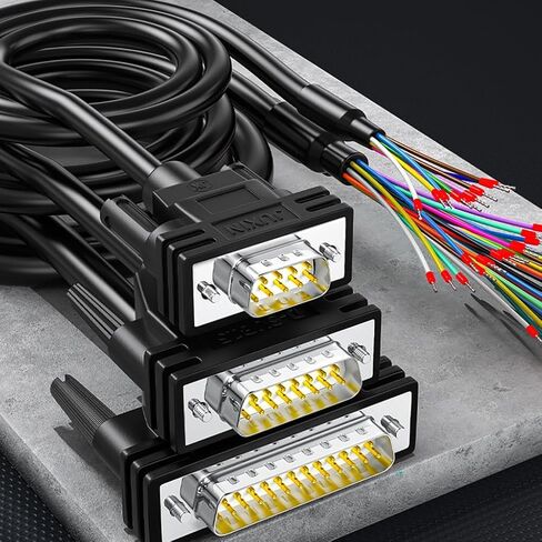 المتانة DB9 DB15 DB25 ذكر أنثى موصلات كابل، 9Pin / 15Pin الصناعية المنفذ التسلسلي اتصال سلك 24AWG سلك in Kuwait