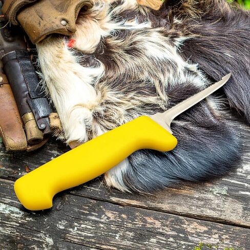 Wiebe Skinner HZ Dual-Sided Hunting Knife – 4" Fixed Blade with Serrated Saw Edge & Wicked Sharp Plain Edge – Full Tang, Ultimate Skinning & Processing Tool for Big Game, Deer in Kuwait