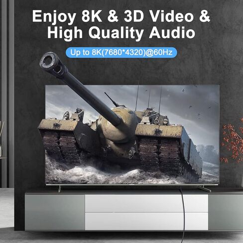 8K Silicone HDMI Cable 6.6FT, Flexible Slim High Speed HDMI 2.1 Cord Supports 8K@60Hz, 4K@120Hz 144Hz 48Gbps in Saudi Arabia