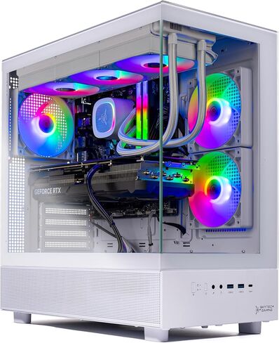 كمبيوتر سطح المكتب Skytech Azure للألعاب، Ryzen 7 7800X3D 4.2 جيجا هرتز (5 جيجا هرتز Turbo Boost)، NVIDIA RTX 5070 Ti 16 جيجا GDDR7، 1 تيرابايت Gen4 SSD، 32 جيجا DDR5 RAM 6000 RGB، 850 وات ذهبي ATX 3.0 PSU، 360 مم ARGB AIO، واي فاي، ويندوز 11 in Kuwait