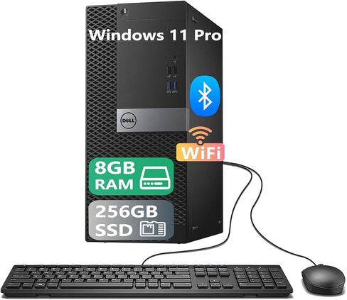 Dell OptiPlex 7040 Tower Desktop Computer PC, Core i5-6500, 8GB RAM, 256GB SSD, USB WiFi, USB Bluetooth, Mouse and Keyboard, Windows 11 Pro (Renewed) in Kuwait
