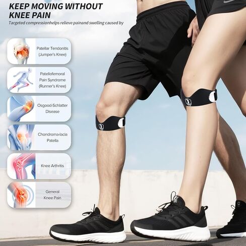 Patellar tendon support strap2 Pack, helps protect knee support for hiking, soccer, basketball, running, jumping, tennis, cycling ,Volleyball and squats， providing additional support during exercise black in Saudi Arabia