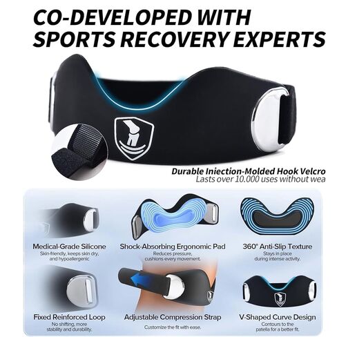 Patellar tendon support strap2 Pack, helps protect knee support for hiking, soccer, basketball, running, jumping, tennis, cycling ,Volleyball and squats， providing additional support during exercise black in Saudi Arabia
