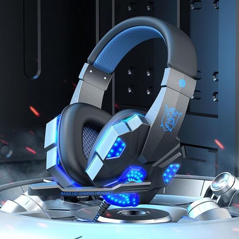 سماعة ألعاب ستيريو لجهاز PS4 PC Xbox One PS5، سماعات رأس بخاصية إلغاء الضوضاء فوق الأذن مع ميكروفون، ضوء LED، صوت محيطي 7.1، أغطية أذن ذات ذاكرة ناعمة لجهاز Nintendo Xbox Series X|S-أسود/أحمر in Saudi Arabia
