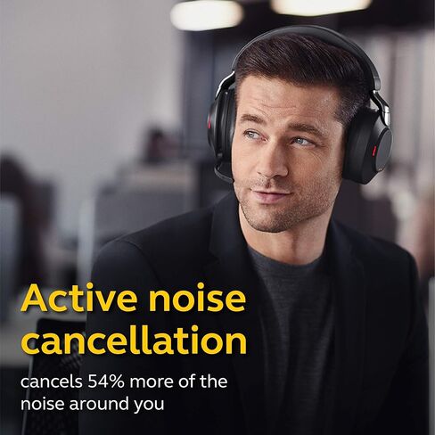 جابرا Evolve2 85 UC سماعات رأس لاسلكية مع Link380c، ستيريو، أسود - سماعة بلوتوث لاسلكية للمكالمات والموسيقى، 37 ساعة من عمر البطارية، سماعات رأس متقدمة بخاصية إلغاء الضوضاء (متجددة) in Saudi Arabia