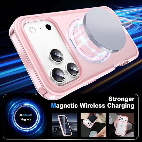 حافظة مضادة للصدمات لكامل الجسم لهاتف iPhone 17 مع حامل مغناطيسي غير مرئي [متوافق مع MagSafe] واقي شاشة مدمج للحماية من السقوط العسكري غطاء iPhone شفاف - أرجواني in Saudi Arabia