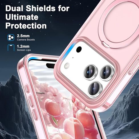 حافظة مضادة للصدمات لكامل الجسم لهاتف iPhone 17 مع حامل مغناطيسي غير مرئي [متوافق مع MagSafe] واقي شاشة مدمج للحماية من السقوط العسكري غطاء iPhone شفاف - أرجواني in Saudi Arabia