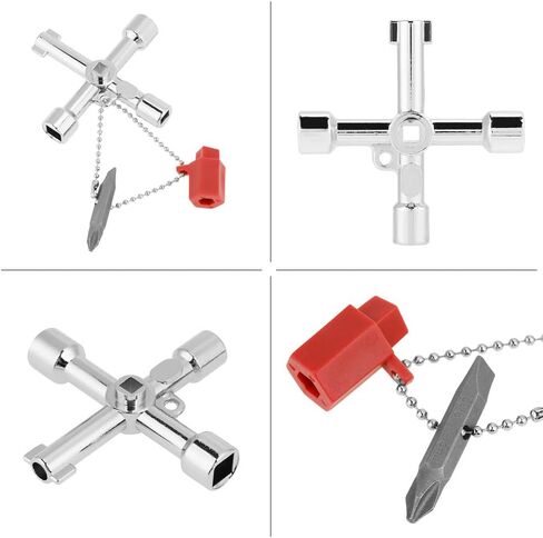 مفتاح Silcock 4 اتجاهات، 10 قطع مفتاح Silcock 4 اتجاهات، مفتاح مياه متعدد الوظائف، مفتاح متقاطع مع مفك براغي مسطح ومتقاطع لصنبور صمام خزانة عداد المياه الكهربائي in Saudi Arabia