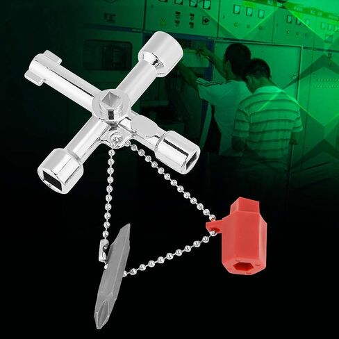 مفتاح Silcock 4 اتجاهات، 10 قطع مفتاح Silcock 4 اتجاهات، مفتاح مياه متعدد الوظائف، مفتاح متقاطع مع مفك براغي مسطح ومتقاطع لصنبور صمام خزانة عداد المياه الكهربائي in Saudi Arabia