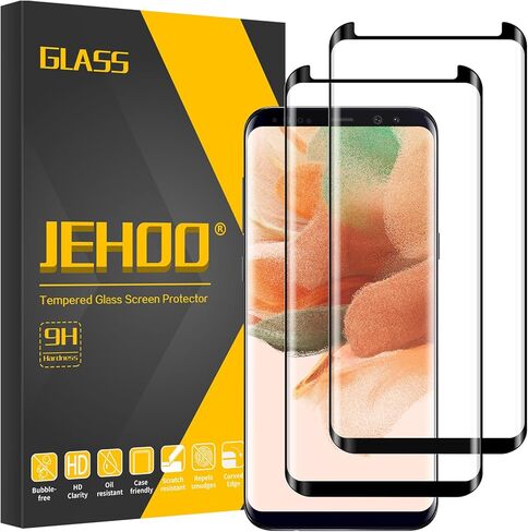 [2 Pack] Screen Protector for Samsung Galaxy S8, Support Fingerprint, 9H Tempered Glass Film, Easy Installation, Bubble Free in Kuwait