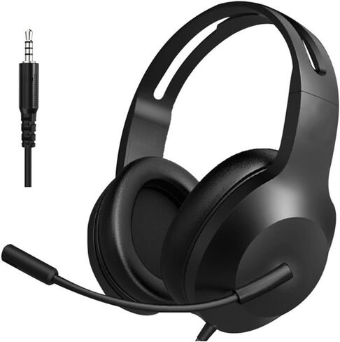 Wired Headset with Microphone for Laptop PC – Over-Ear Headphones with Stereo Sound & Noise-Cancelling Mic, 3.5mm Plug Comfortable Headset for Work, Online Classes, Gaming, and Music Listening in Saudi Arabia