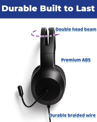 Wired Headset with Microphone for Laptop PC – Over-Ear Headphones with Stereo Sound & Noise-Cancelling Mic, 3.5mm Plug Comfortable Headset for Work, Online Classes, Gaming, and Music Listening in Saudi Arabia