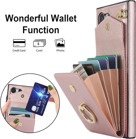 Asuwish Phone Case for Samsung Galaxy S25 Ultra 5G Wallet Cover with Tempered Glass Screen Protector and RFID Blocking Ring Stand Credit Card Holder Cell S25Ultra 25S S 25 25Ultra Women Men Rose Gold in Kuwait