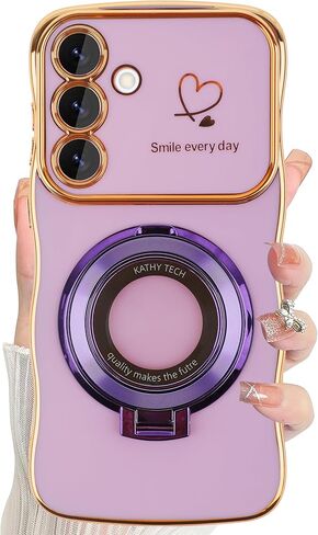 حافظة DAKORIE لهاتف Samsung Galaxy S25 FE مع مسند وغطاء واقٍ Love S25 FE لهاتف Galaxy S25 FE 5G 2025 Women - أرجواني داكن in Saudi Arabia