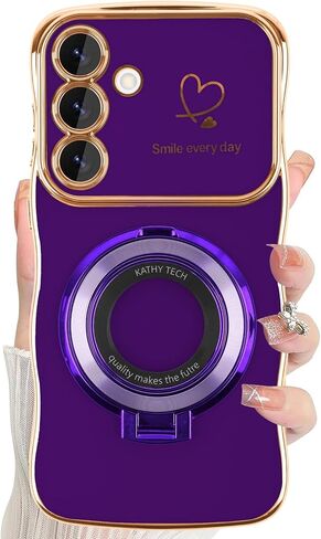 حافظة DAKORIE لهاتف Samsung Galaxy S25 FE مع مسند وغطاء واقٍ Love S25 FE لهاتف Galaxy S25 FE 5G 2025 Women - أرجواني داكن in Saudi Arabia