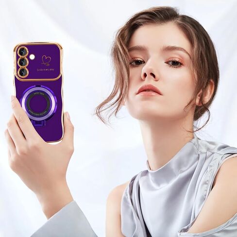 حافظة DAKORIE لهاتف Samsung Galaxy S25 FE مع مسند وغطاء واقٍ Love S25 FE لهاتف Galaxy S25 FE 5G 2025 Women - أرجواني داكن in Saudi Arabia