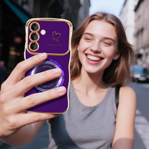 حافظة DAKORIE لهاتف Samsung Galaxy S25 FE مع مسند وغطاء واقٍ Love S25 FE لهاتف Galaxy S25 FE 5G 2025 Women - أرجواني داكن in Saudi Arabia