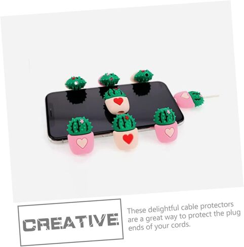 8 قطع من كابل USB على شكل صبار رائعتين للأولاد والبنات، غطاء كابل لطيف، تصميم ممتع، مادة سيليكون قوية للمنزل والسفر in Saudi Arabia