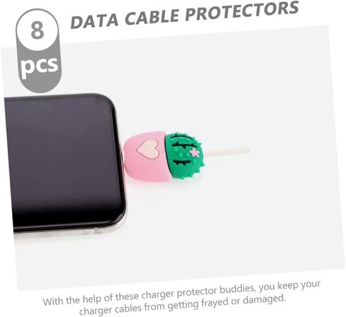 8 قطع من كابل USB على شكل صبار رائعتين للأولاد والبنات، غطاء كابل لطيف، تصميم ممتع، مادة سيليكون قوية للمنزل والسفر in Saudi Arabia