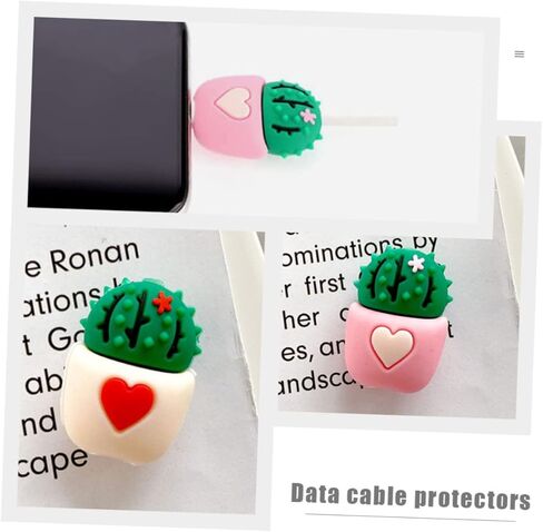 8 قطع من كابل USB على شكل صبار رائعتين للأولاد والبنات، غطاء كابل لطيف، تصميم ممتع، مادة سيليكون قوية للمنزل والسفر in Saudi Arabia