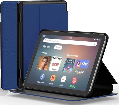 حافظة كمبيوتر لوحي Fire HD 8 & 8 Plus جديدة كليًا (الجيل الثاني عشر/العاشر، 2024/2022/2020)، أغطية تابلت SHREBORN متعددة التروس قابلة للتعديل مع تنبيه/غفو تلقائي، غير متوافقة مع iPad Alcatel TCL-Navy Blue in Kuwait