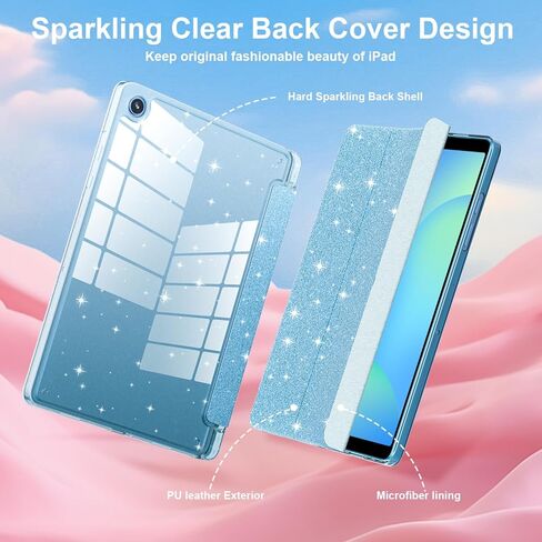 Lainergie Case for Samsung Galaxy Tab A11+/A9+ Plus 11 Inch 2026/2023, Cute Glittering Sparkly Shockproof Cover with Sparkly Crystal Clear Back and Pencil Holder for Galaxy Tab A11+/A9+, Blue in Saudi Arabia
