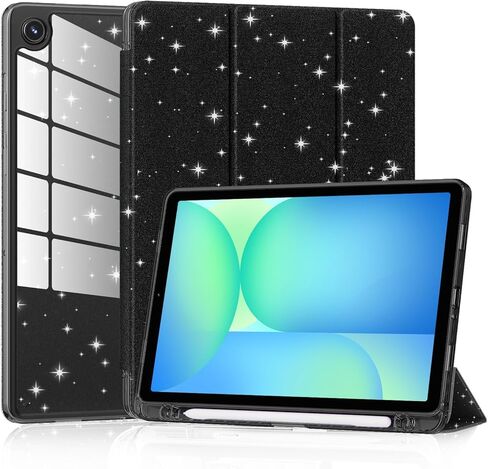 Lainergie Case for Samsung Galaxy Tab A11+/A9+ Plus 11 Inch 2026/2023, Cute Glittering Sparkly Shockproof Cover with Sparkly Crystal Clear Back and Pencil Holder for Galaxy Tab A11+/A9+, Blue in Saudi Arabia