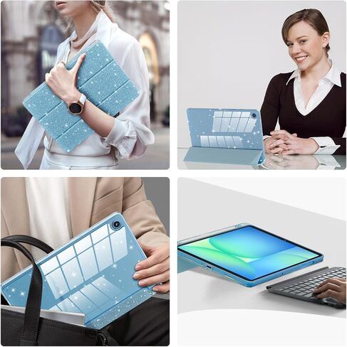 Lainergie Case for Samsung Galaxy Tab A11+/A9+ Plus 11 Inch 2026/2023, Cute Glittering Sparkly Shockproof Cover with Sparkly Crystal Clear Back and Pencil Holder for Galaxy Tab A11+/A9+, Blue in Saudi Arabia