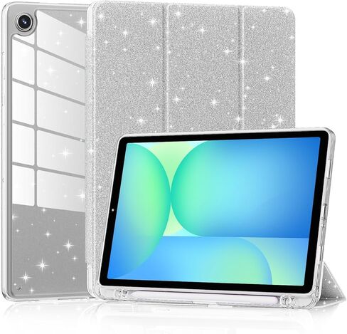 Lainergie Case for Samsung Galaxy Tab A11+/A9+ Plus 11 Inch 2026/2023, Cute Glittering Sparkly Shockproof Cover with Sparkly Crystal Clear Back and Pencil Holder for Galaxy Tab A11+/A9+, Blue in Saudi Arabia