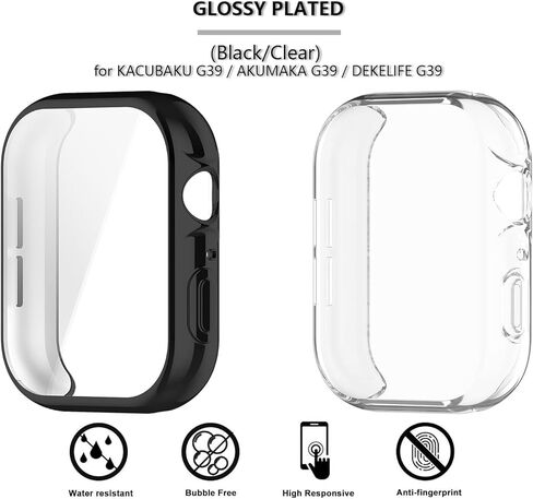 [2-Pack] Screen Protector & Case Compatible with KACUBAKU/AKUMAKA/DEKELIFE G39, Soft TPU Plated Case All-Around Protective Screen Full Cover Bumper Compatible for G39 Smart Watch in Saudi Arabia