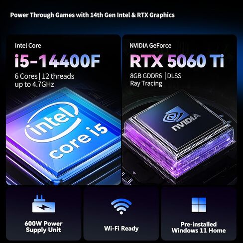 iBUYPOWER Element SE Gaming PC Desktop - AMD Ryzen 7 8700F, NVIDIA GeForce RTX 5060Ti 8GB, 32GB DDR5 RGB RAM, 1TB NVMe SSD, Gaming Keyboard & Mouse, Windows 11 Home in Saudi Arabia