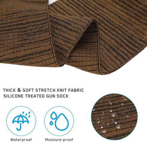 WIOR 6 عبوات من جوارب البندقية، جوارب بندقية متماسكة مقاس 40.64 × 10.16 سم للمسدس / المسدس / المسدس، غطاء حماية من السيليكون المعالج بغطاء بندقية مع إغلاق برباط للصيد والرماية ومضاد للصدأ والرطوبة in Kuwait
