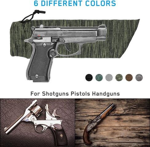 WIOR 6 عبوات من جوارب البندقية، جوارب بندقية متماسكة مقاس 40.64 × 10.16 سم للمسدس / المسدس / المسدس، غطاء حماية من السيليكون المعالج بغطاء بندقية مع إغلاق برباط للصيد والرماية ومضاد للصدأ والرطوبة in Kuwait