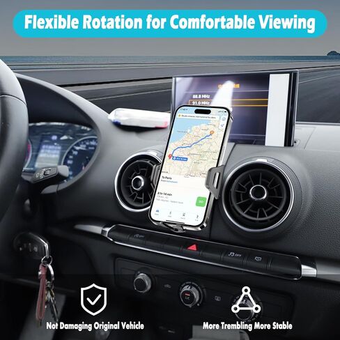 Car Phone Holder Fits for Audi A3 S3 RS3 2014-2020 Accessories,Thick Cases Friendly,Cell Phone Mount for 4.7-7 in Phones,360 Degree Rotation,Easy to Install in Saudi Arabia