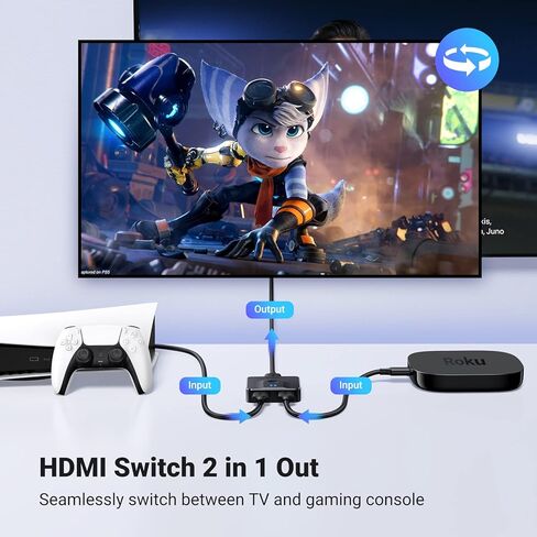 UGREEN HDMI Switch 4K@60Hz, Bi-Directional HDMI Switcher 2 in 1 Out HDMI Splitter Bundle with 4K HDMI Cable 6.6FT,18Gbps High Speed Braided HDMI Cord 2.0 with Ethernet in Saudi Arabia