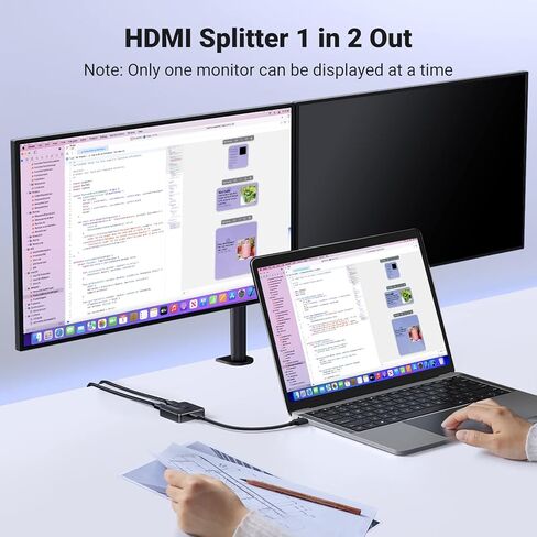 UGREEN HDMI Switch 4K@60Hz, Bi-Directional HDMI Switcher 2 in 1 Out HDMI Splitter Bundle with 4K HDMI Cable 6.6FT,18Gbps High Speed Braided HDMI Cord 2.0 with Ethernet in Saudi Arabia