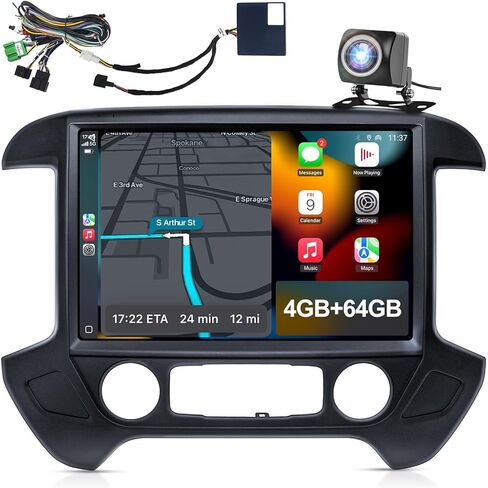 ترقية راديو السيارة 13.1 بوصة لسيارة Chevy Silverado & GMC Sierra 2014-2018، CarPlay Android Auto، وحدة رأس Android 13 مع WiFi SWC GPS 1080P كاميرا احتياطية 4+64 جيجابايت - أسود in Kuwait