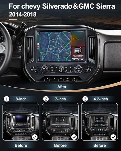 ترقية راديو السيارة 13.1 بوصة لسيارة Chevy Silverado & GMC Sierra 2014-2018، CarPlay Android Auto، وحدة رأس Android 13 مع WiFi SWC GPS 1080P كاميرا احتياطية 4+64 جيجابايت - أسود in Kuwait